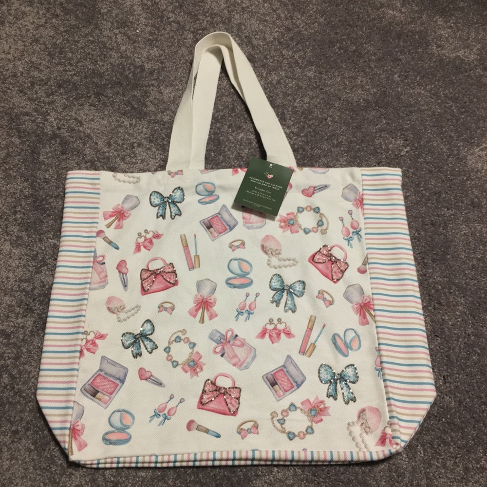 Cute Cosmetic Print Canvas Tote Bag